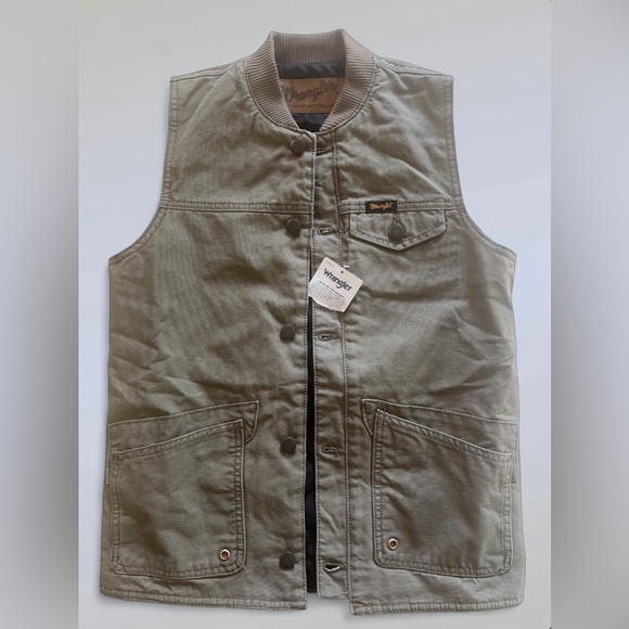 NWT Large Wrangler Canvas Rancher boys Olive Vest - Picture 1 of 7